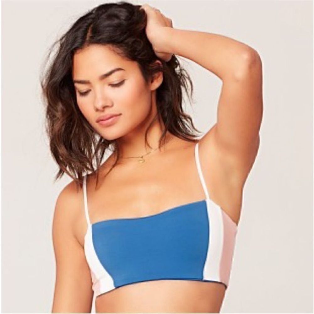 L*Space NWT Rebel Heart Bikini Top Indigo, White & Primrose XS